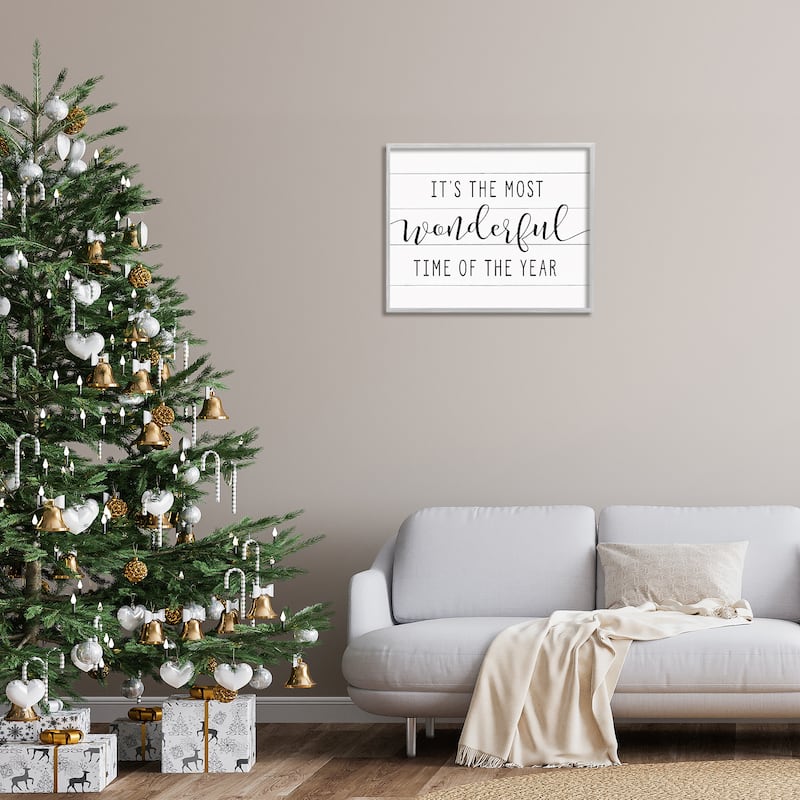 Stupell Holiday Most Wonderful Time Of The Year Framed Art, Design By Artist Lettered and Lined
