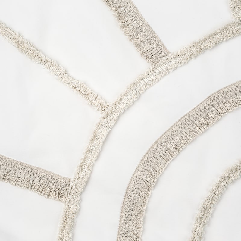 Sweet Jojo Designs Ivory Boho Chic Sun Boy Girl Unisex Queen Duvet Cover Bedding Set Cotton Bohemian Farmhouse Shabby Fringe