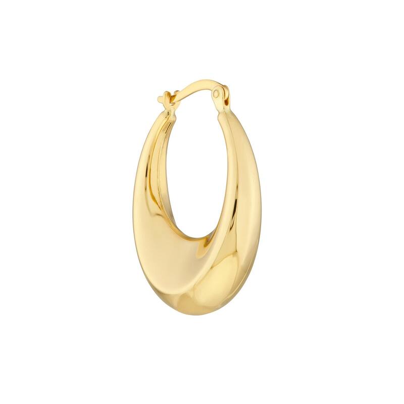 Curata 14k Yellow Gold 38mm Graduated Puff Polished Oval Hoop Earrings