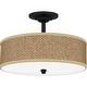 preview thumbnail 1 of 3, Quoizel Zen 3-Light Mystic Black Semi-Flush Mount with Rattan Shade