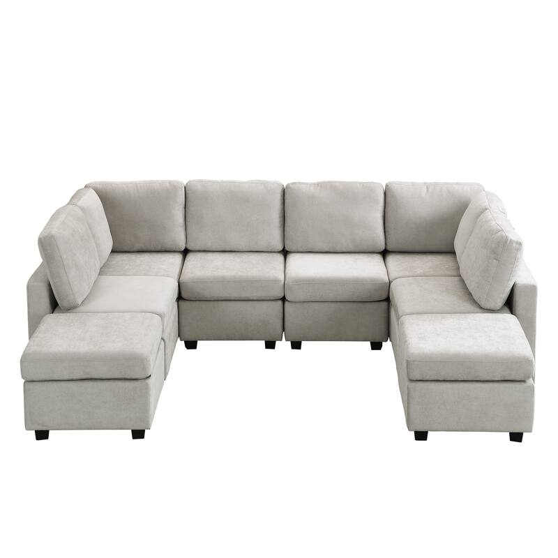 Modern Modular Sectional Sofa with Movable Ottomans and USB Ports for Versatile Seating in Contemporary Living Spaces