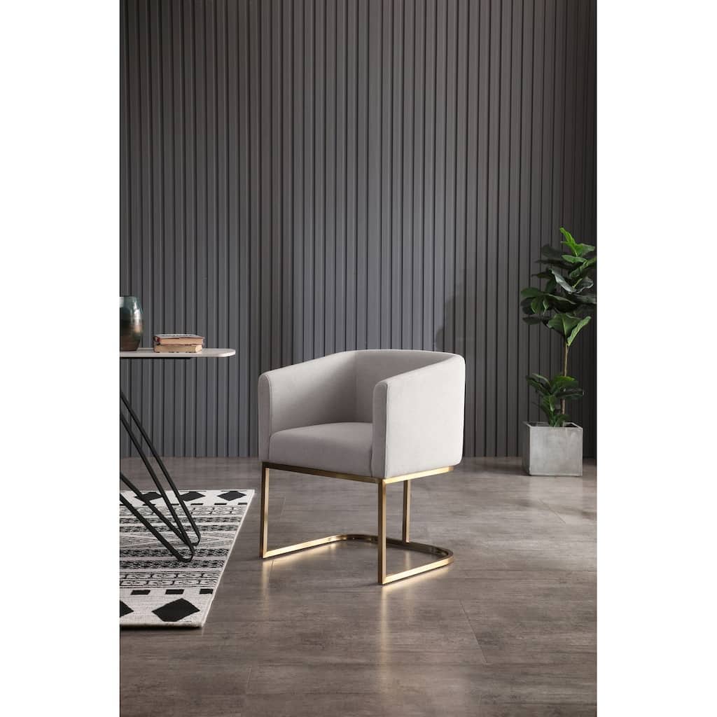 Modrest Yukon Modern Light Grey Fabric & Antique Brass Dining Chair