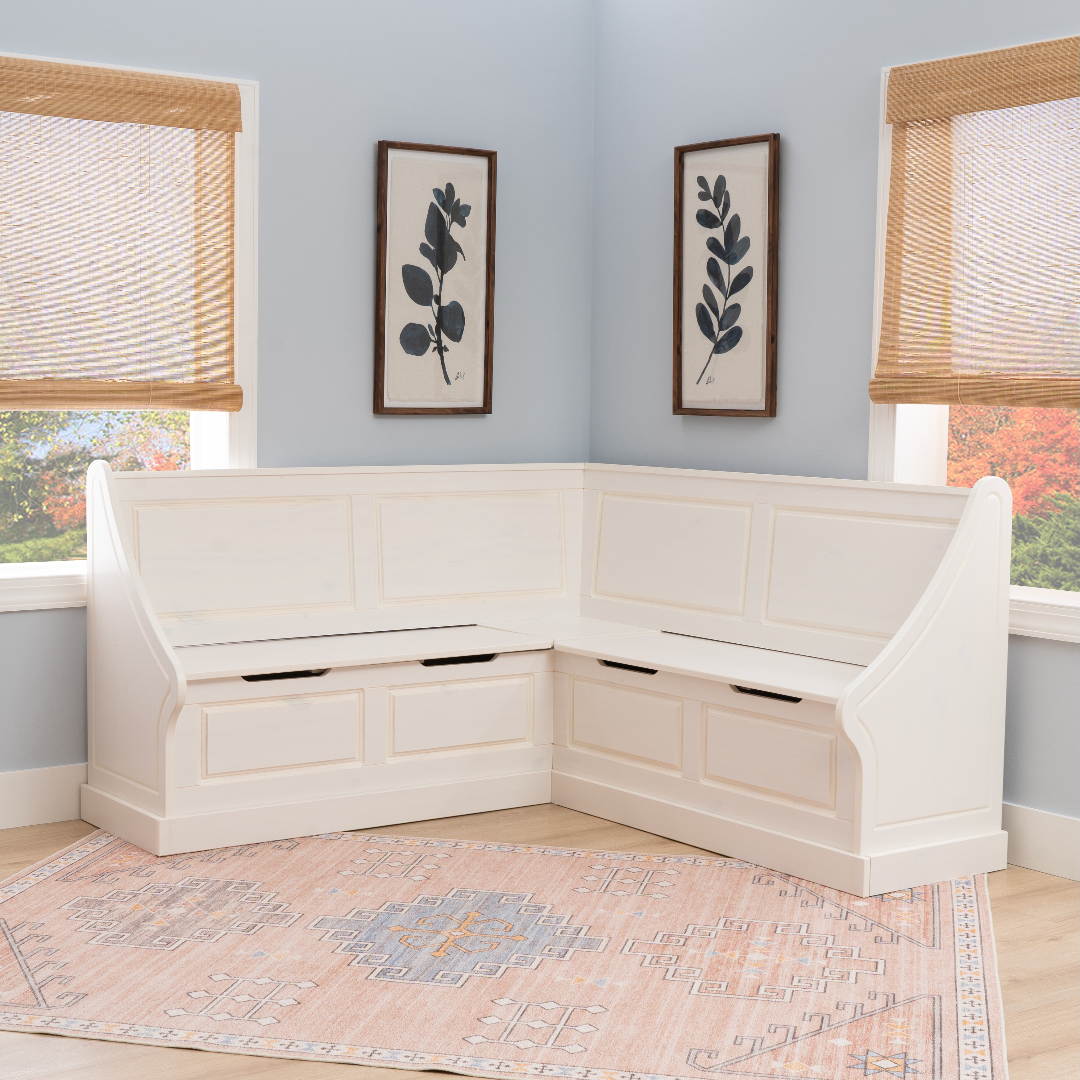 Linon Josie White Corner Breakfast Nook
