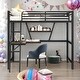 preview thumbnail 1 of 16, Modern Twin Size Metal MDF Loft Bed With Built-in Desk And Shelf for Bedroom Black