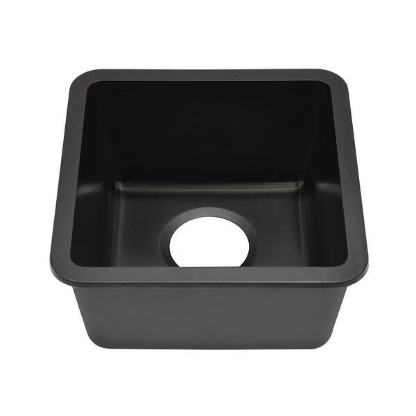 slide 2 of 9, 15 Inch Lexicon Platinum Quartz Composite Drop-in Undermount Single Bowl Galaxy Black Kitchen Sink LP-1515-K-SO - 15x15