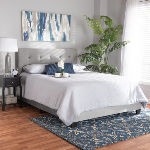 slide 2 of 18, Caprice Modern Glam Velvet Fabric Upholstered Panel Bed