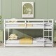 preview thumbnail 4 of 8, Twin over Twin Bunk Bed Wooden Low Bunk Bed Frame with Safety Guardrail and Ladder for Kids Bedroom, No Box Spring Needed, White