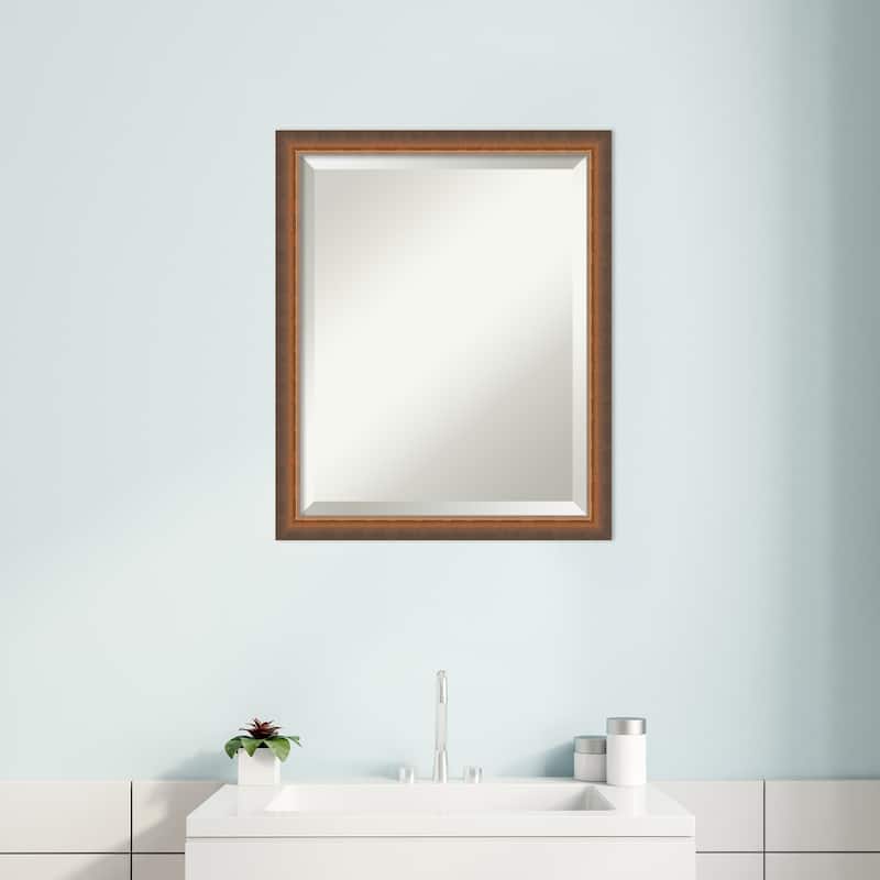 Two Tone Beveled Wood Framed Bathroom Vanity Wall Mirror