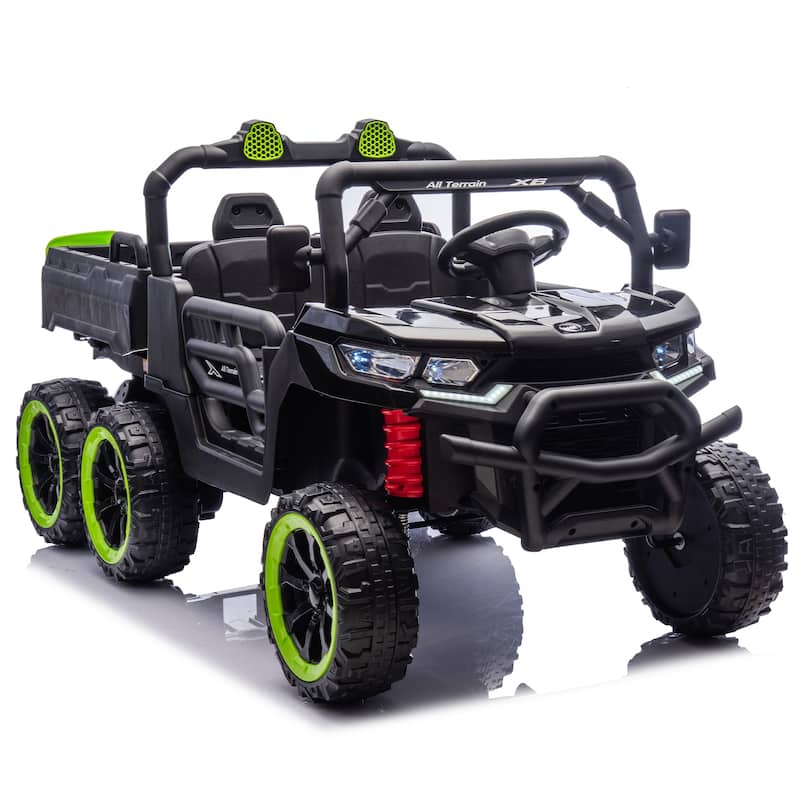 24V 2-Seater 6-Wheel Kids Electric Dump Truck for Ages 2-6, 4WD with Remote Control & Bluetooth - Black