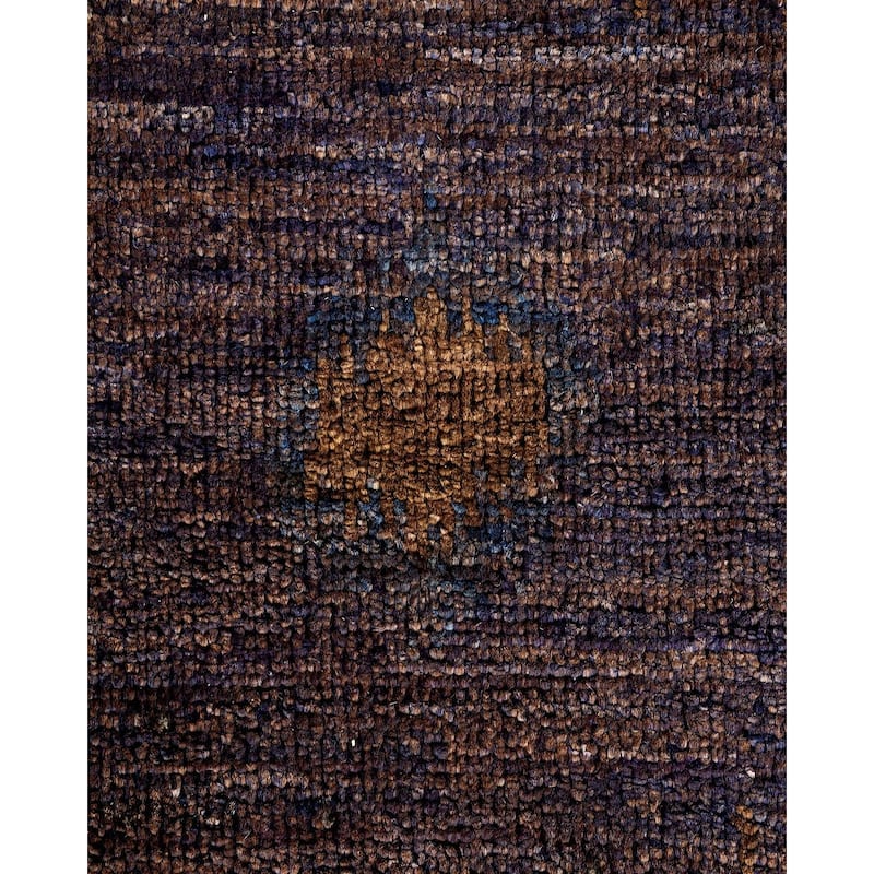 Overton Hand Knotted Wool Vintage Inspired Modern Contemporary Overdyed Black Area Rug - 6' 1" x 11' 9"