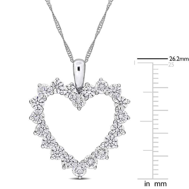 2ct TDW Lab-Grown Diamond Open Heart Pendant with Chain in 14k White Gold - 17in