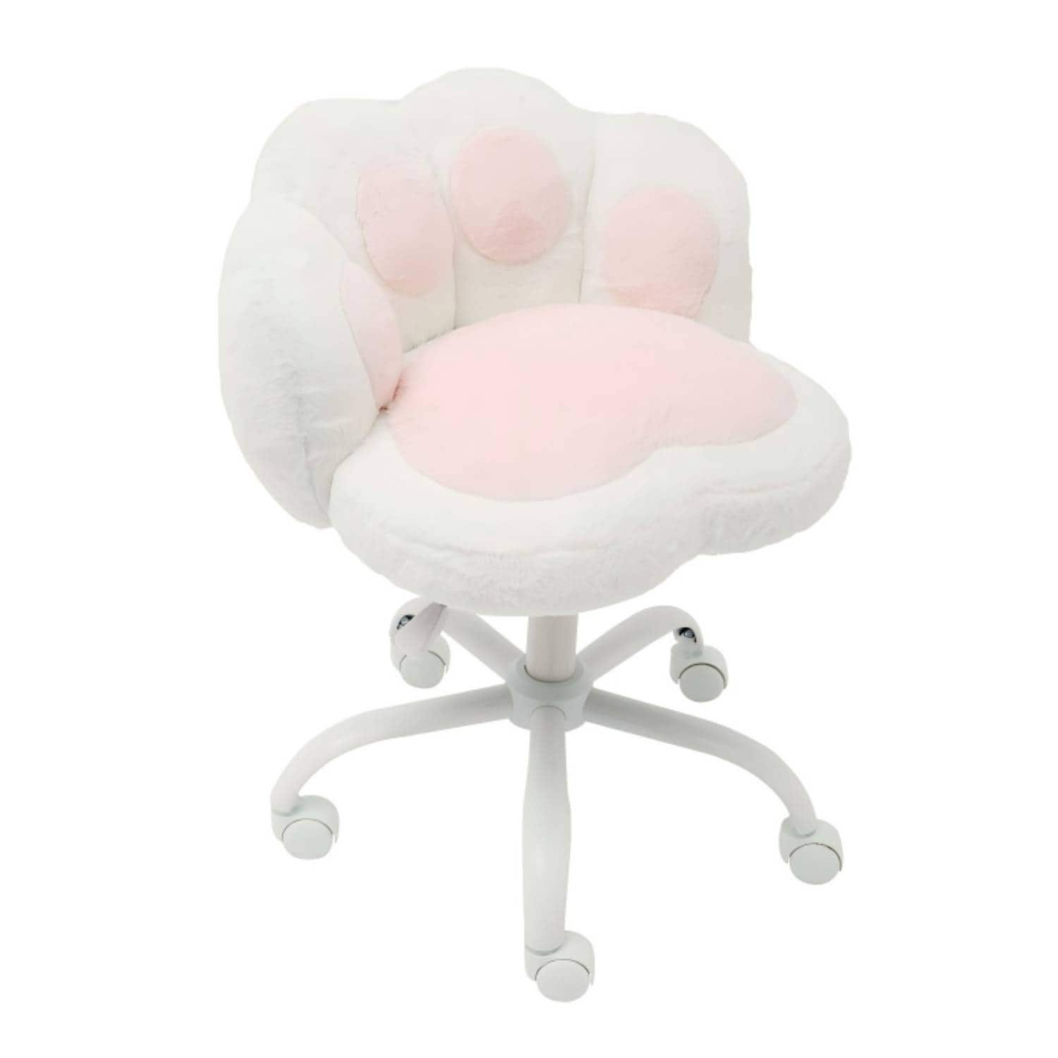 360°Rotating Height Adjustable Cute Cat Paw Office Chair with Wheels for Bedroom, Home Office