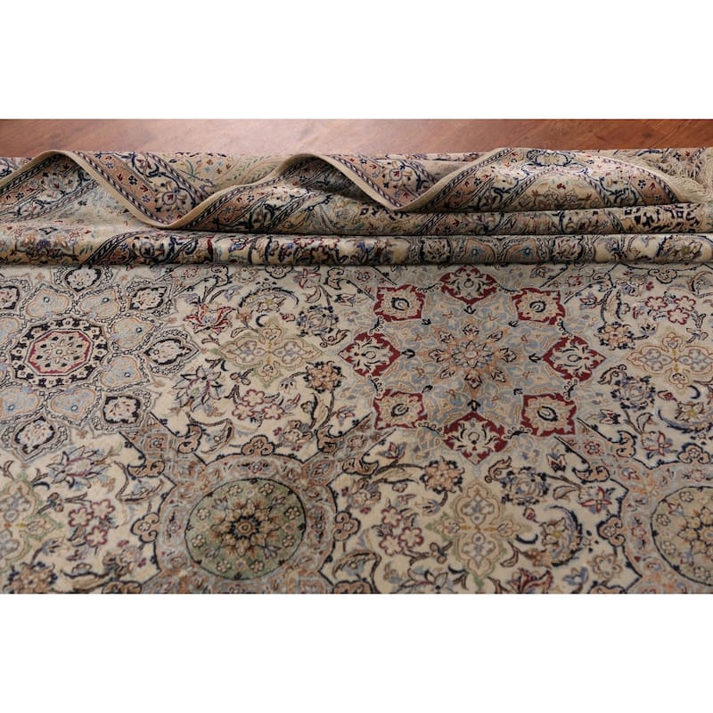 Handmade Silk Nain Persian Area Rug Oriental Carpet - 7'5"x 10'9"