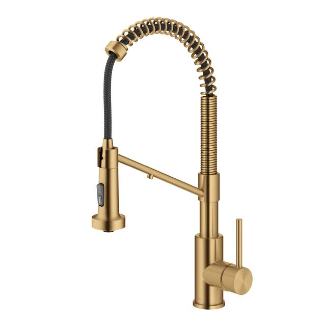 Kraus Bolden 2-Function 1-Handle Commercial Pulldown Kitchen Faucet - KFF-1610 - 19 1/4" Height (Filter Faucet) - BB - Brushed Brass