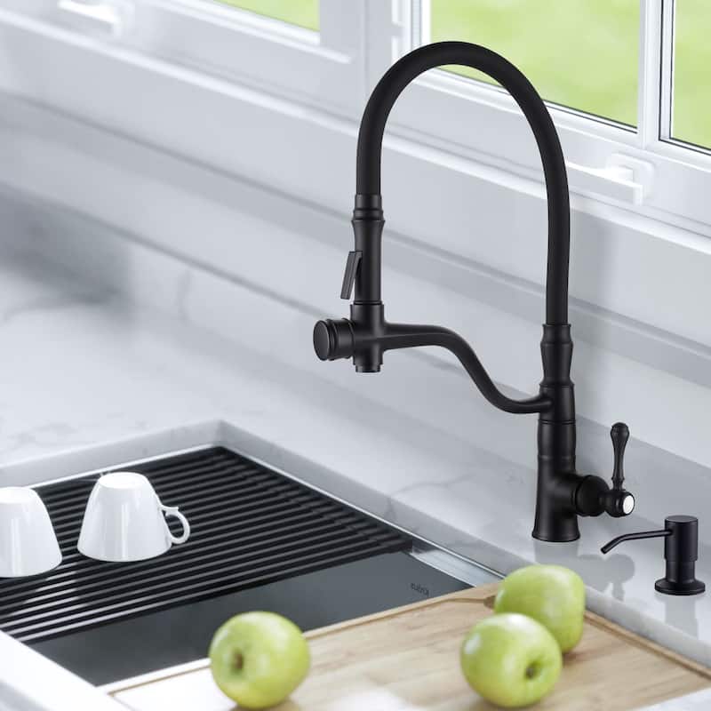 WOWOW Single-Handle Pull Down Kitchen Faucet with Soap Dispenser