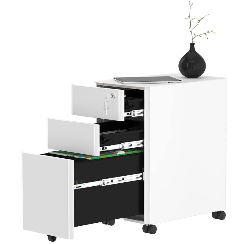 Modern 3-Drawer Mobile Vertical Steel File Cabinet for A4, Letter, Legal size Files
