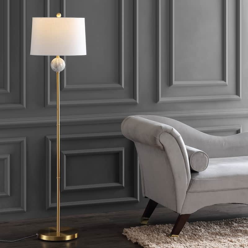 Axel 60" Modern Metal/Resin LED Floor Lamp, Brass Gold/White by JONATHAN Y