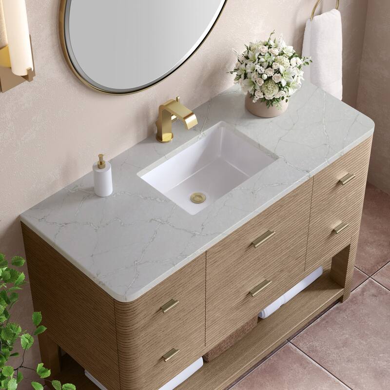 Lucian 48" Single Vanity, Pebble Oak w/FreePower Wireless Charger