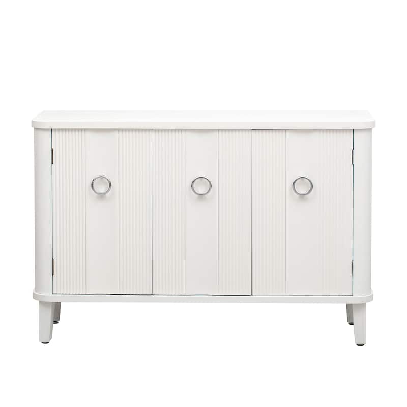 Simple and Atmospheric Solid Wood Veneer Fraxinus Mandschuric Cabinet with Three fir Doors,Adjustable