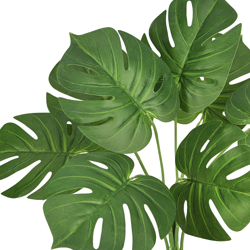 Set of 2 Artificial Split Leaf Philodendron Monstera Leaf Stem Plant Greenery Foliage Bush 22in - 22" L x 18" W x 18" DP