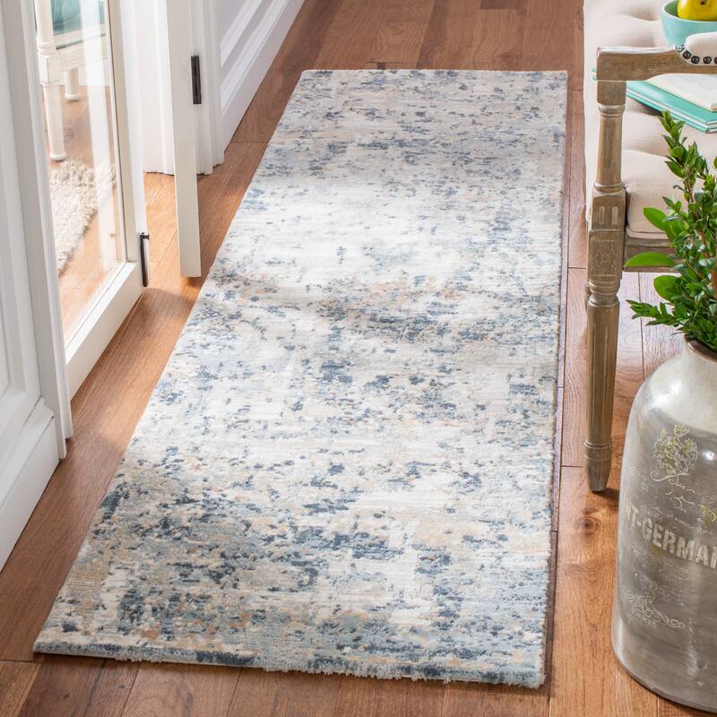 SAFAVIEH Martha Stewart Lehte Modern & Contemporary Abstract Polyester Rug - 2'2" x 8' Runner - Cream/Beige