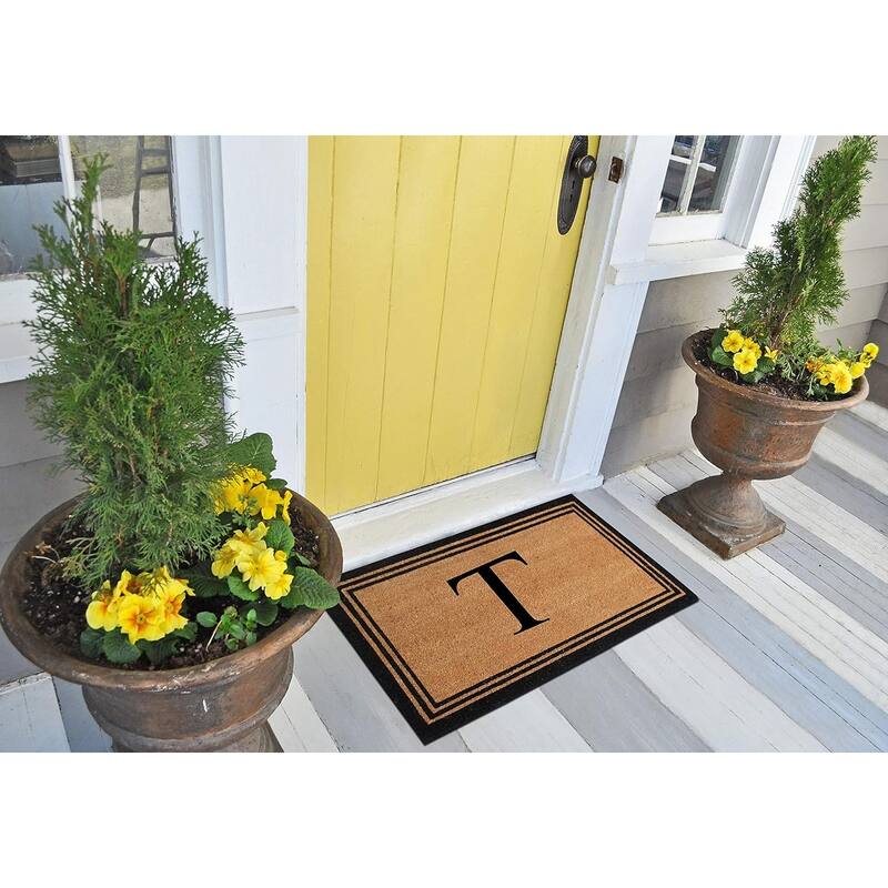 A1HC Pure Natural Coir Monogrammed Heavy Duty PVC Backing Doormat