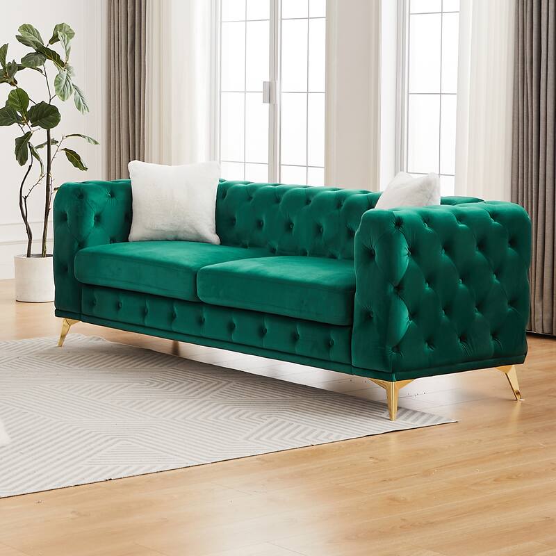 Modern Luxury Velvet Sofa with Chesterfield Quilted Button Accents