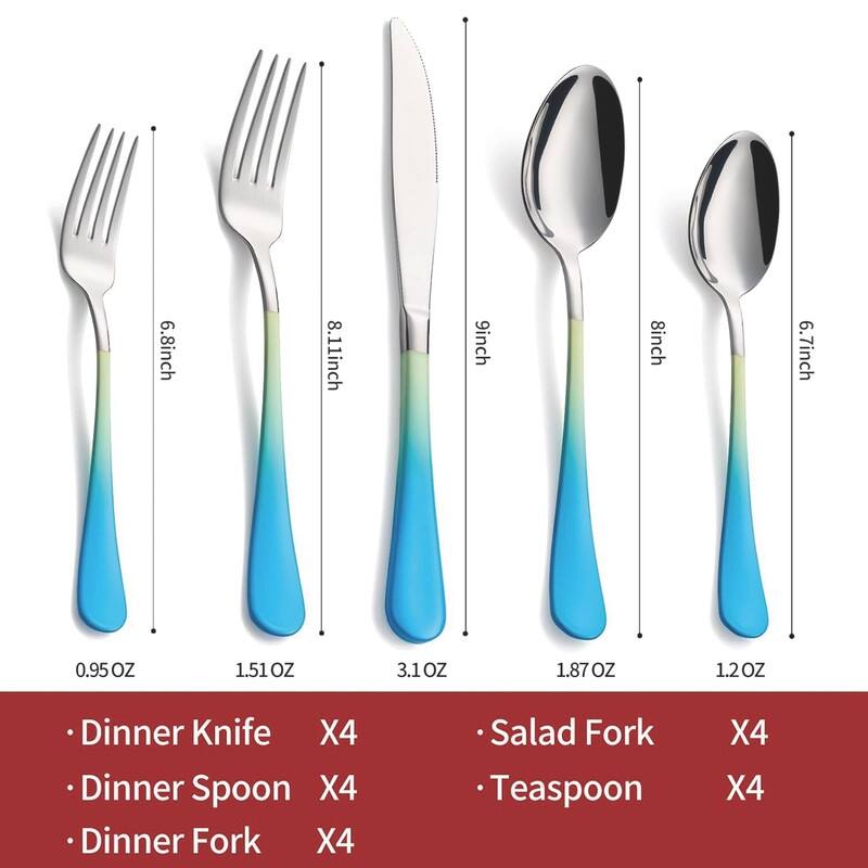 20 Piece 18/0 Stainless Steel Flatware Cutlery Set Service for 4,Mirror Finish