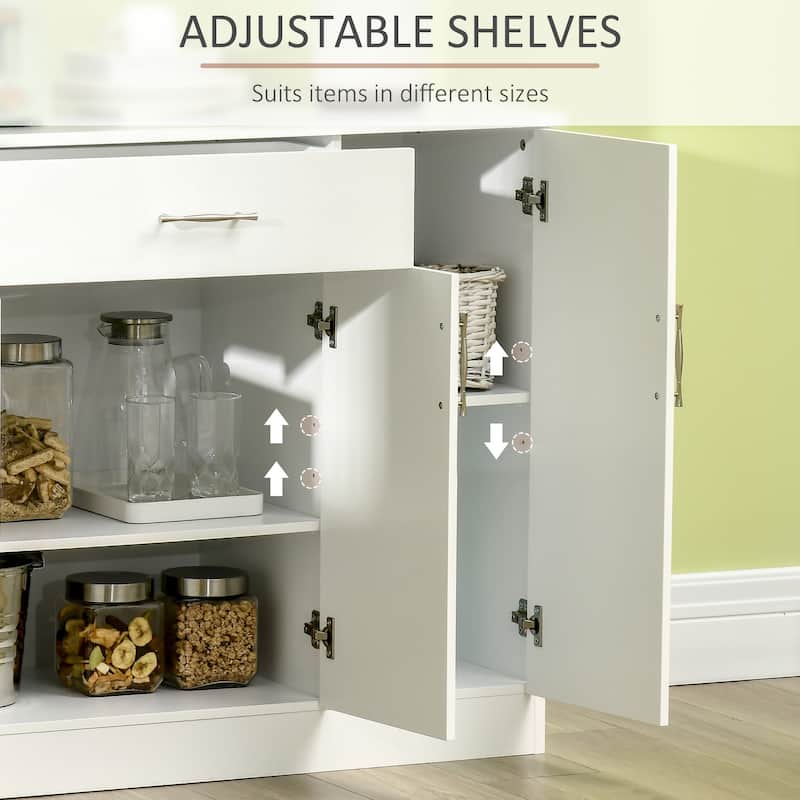HOMCOM Modern Kitchen Sideboard, Buffet Table with Adjustable Shelves