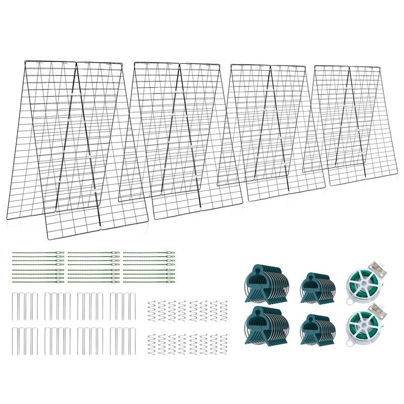 Costway 4 PCS Foldable Cucumber Trellis A-Frame Plant Supports with - See Details - Green - See Details