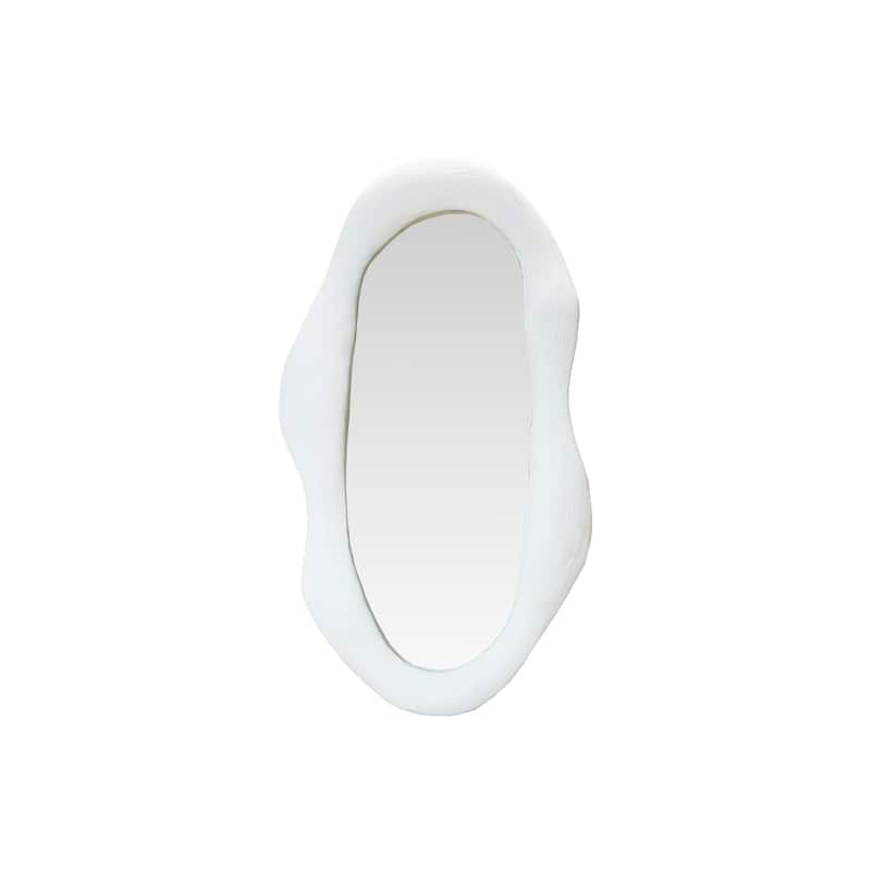 Resin Organic Shaped Wall Mirror with Debossed Lines - 23.25"L x 3.25"W x 40.5"H - White