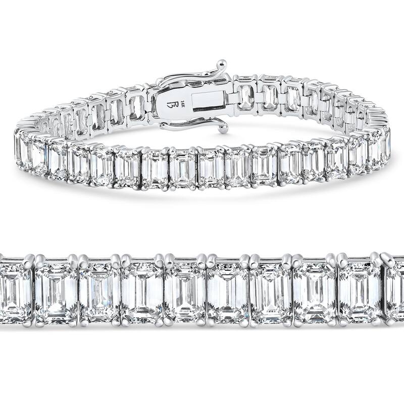 22.50Ct Emerald Diamond Tennis Bracelet White Gold 7" 17.5g Lab Grown
