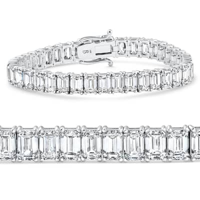 22.50Ct Emerald Diamond Tennis Bracelet White Gold 7" 17.5g Lab Grown