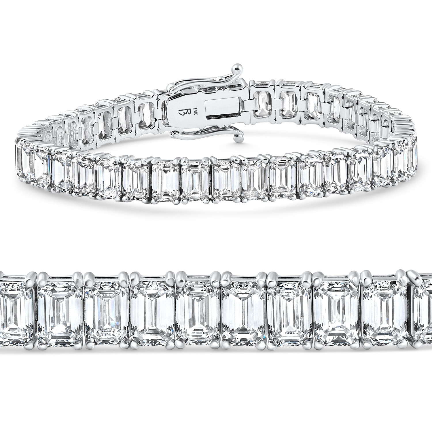 Bliss Diamond 28Ct Emerald Diamond Tennis Bracelet White Gold 7" 17.5g Lab Grown