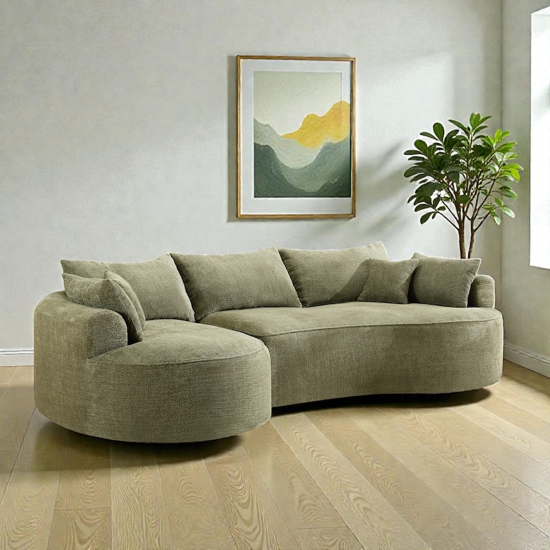 124.5 Inch Oversized Cloud Sofa, Modern Boneless Chenille Couch with Pillows, No Assembly Sofa for Living Room