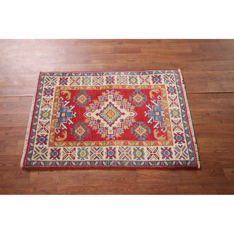 Kazak Oriental Accent Rug Hand-Knotted Traditional Wool Carpet - 2'1" x 3'0"