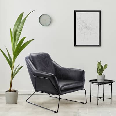 Macari Galeo Modern Industrial Top Grain Leather Club Chair