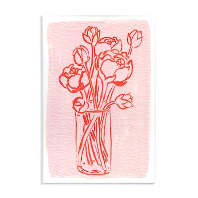 Stupell Outlined Peony Vase Wall Plaque Art Design By Hannah Moren