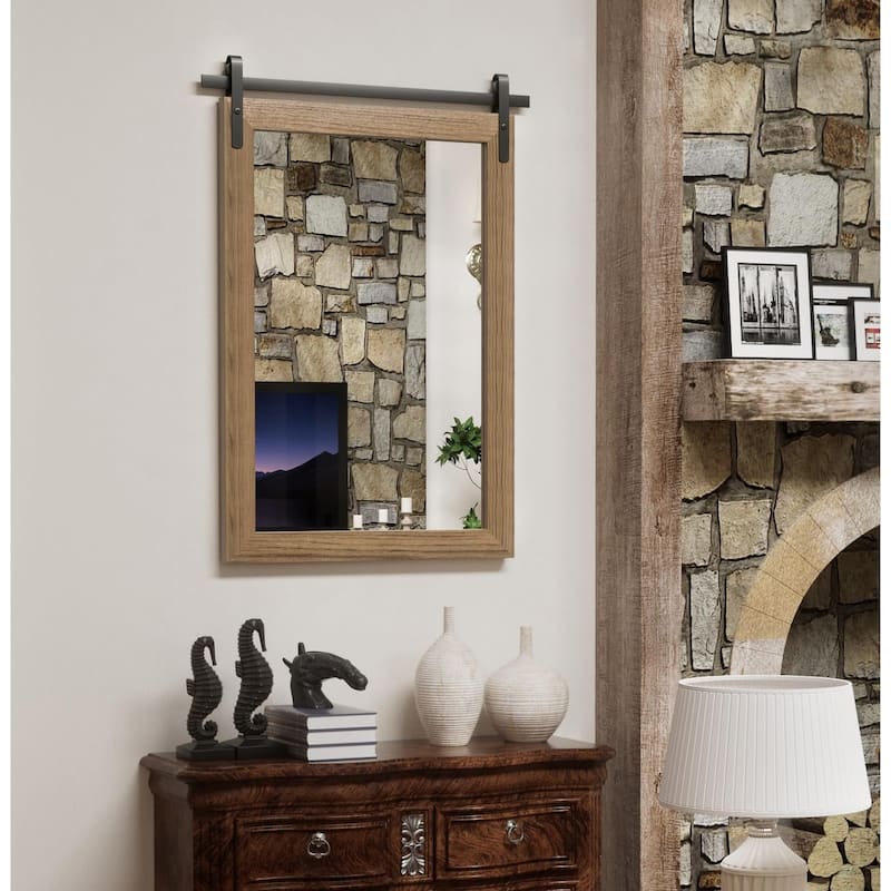 Rural Style Wall Mirrors Farmhouse Bathroom Mirrors Barn Mirror Vanity Mirror with Wood Framed(1 Piece)