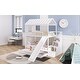 preview thumbnail 6 of 7, Twin over Twin House Bunk Bed with Roof and Window Design Trundle and Slide ,Storage Staircase