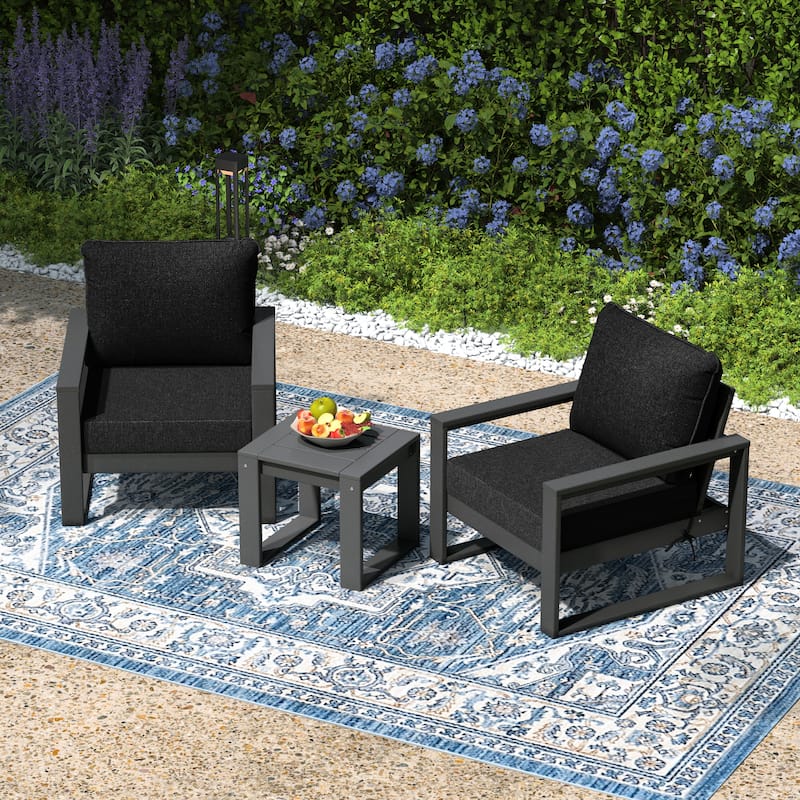 Polytrends Endless Patio Sectional 3-Piece Deep Seating Set with Gray Frame