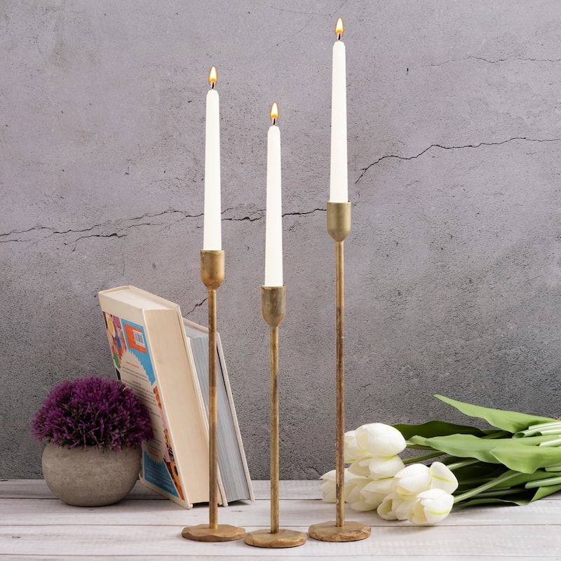 Candle Holder H 12" x Dia 2.25" Old Brass - OLD BRASS - OLD BRASS