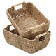 preview thumbnail 30 of 45, Hyacinth Seagrass Oval Storage Baskets with Wooden Handles Woven Bins Natural - Seagrass - Medium