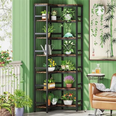 78.7" Industrial Corner Bookshelf with 7 Shelves