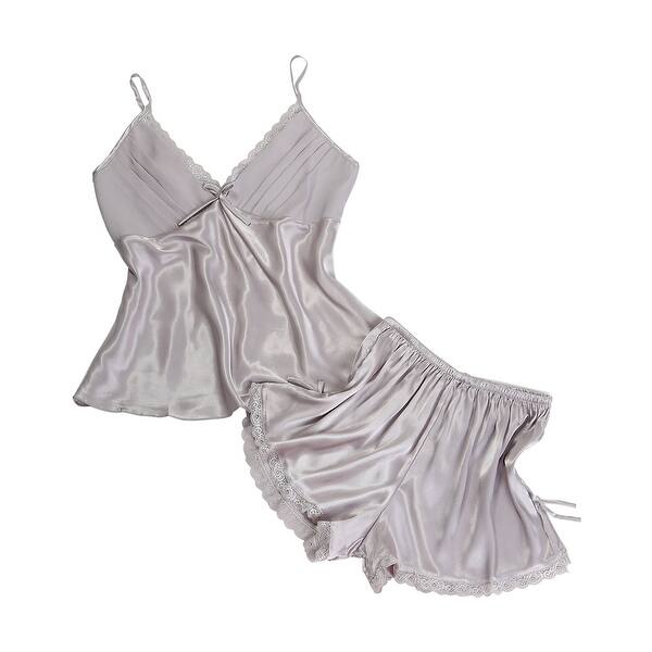 Shop Women Sexy Lace Silk Satin Camisole Shorts Pajama Sleepwear