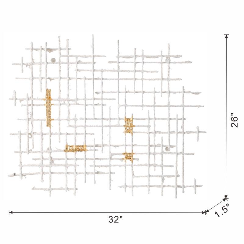 Modern Grid Pattern Wall Decor, Luxurious Geometric Wall Decor with Gold Accents, Suitable for Bedrooms and Living Rooms