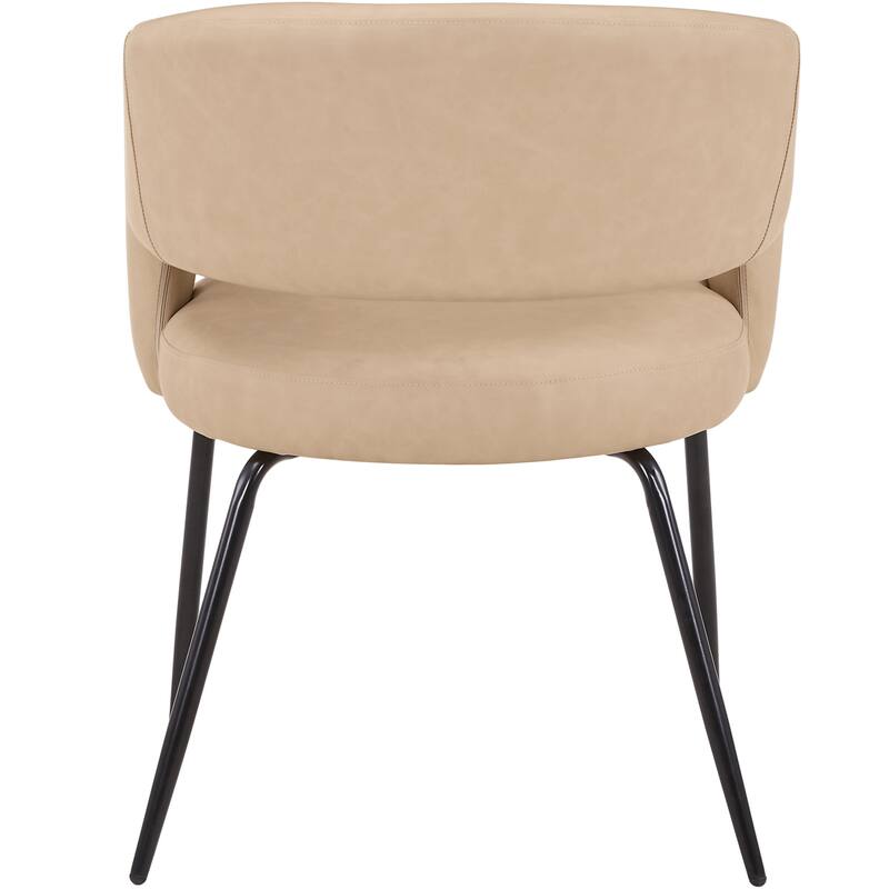 Open Back Dining Chair Upholstered in Leather or Velvet with Iron Legs