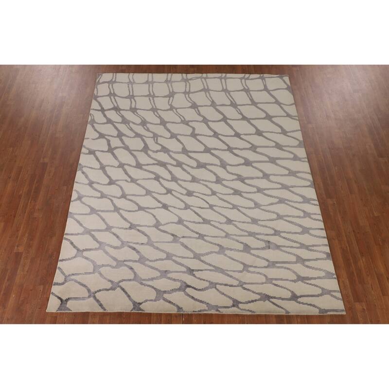All-Over Nepalese Oriental Area Rug Handmade Wool Carpet - 7'11" x 9'7"