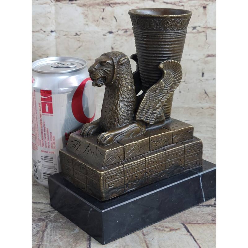 Persian Persepolis Griffon Dragon Bird Candle Holder Bronze Bookend Sculpture Statue Decor