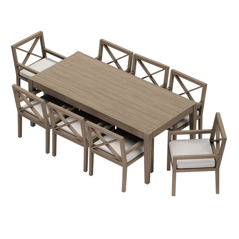 Northlake 9-Piece Outdoor Patio Teak Wood Dining Set